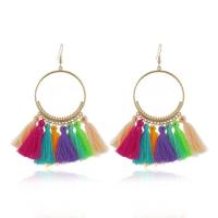 Klosje oorbellen voor vrouwen etnische grote drop oorbellen Bohemen mode-sieraden trendy katoen touw Fringe lange Dangle Oorbellen (kleurrijke) - thumbnail