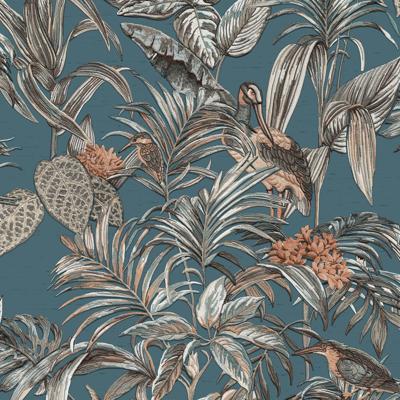 Dutch Wallcoverings Wallstitch/Bs1 Bird Of Paradise Blu - Blauw