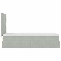 Ottoman bed met matrassen 90x190cm fluweel lichtgrijs - thumbnail