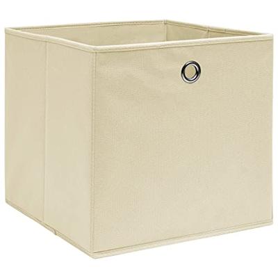 VidaXL Opbergboxen 4 st 32x32x32 cm stof crèmekleurig VidaXL Opbergboxen 4 st 32x32x32 cm stof crèmekleurig