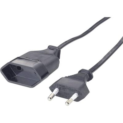 GAO 145605092 Stroom Verlengkabel Zwart 2.00 m H03VVH2-F 2X 0,75 mm²