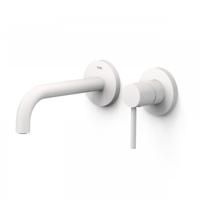 Wastafelmengkraan Inbouw Tres Study Exclusive 2-Gats Gebogen Uitloop 18 cm en Hendel Mat Wit - thumbnail