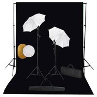 VidaXL Fotostudioset met lampen, paraplu's, achtergrond en reflector - thumbnail