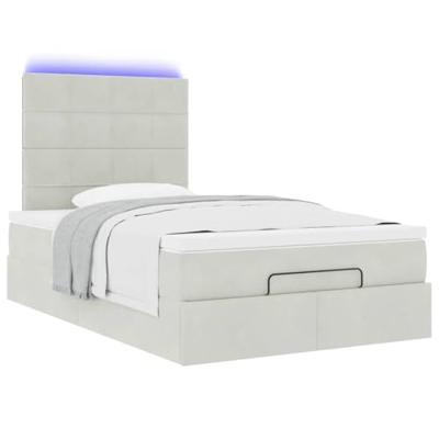 Ottoman bed met matrassen en LED's 120x200cm fluweel lichtgrijs