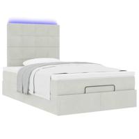 Ottoman bed met matrassen en LED's 120x200cm fluweel lichtgrijs - thumbnail