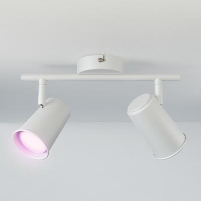 Riga - LED smart plafondlamp - 2 spots - 10 Watt 800 Lumen - Draaibaar en kantelbaar - GU10 - RGBWW - Wifi + Bluetooth - Google Home, Amazon Alexa en Siri - Wit - Bestuurbaar via App en Stem