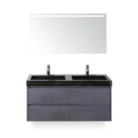 Dante Badmeubelset 120 cm - Beton Antrac - Wastafel Hardsteen Wit Lucca Dubbel - met Sence Spiegel - thumbnail