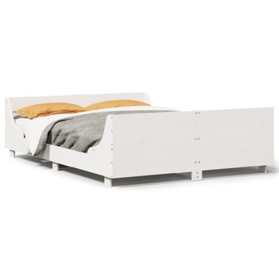 Bedframe zonder matras massief grenenhout wit 120x190 cm