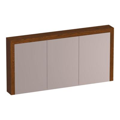 Brauer Rise Spiegelkast 140 cm - zonder Verlichting - Met 3 Dubbelzijdige Spiegeldeuren - Lamellen Eiken Bruin