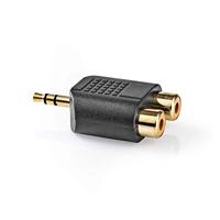 Stereo Audioadapter | 3,5 mm male - 2x RCA female | 10 stuks | Zwart - thumbnail