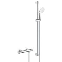 GROHE Grohtherm 1000 Performance Doucheset - thermostatische douchekraan - met rozetten - met glijstangset - 90cm - ronde handdouche - 2 straalsoorten - gladde doucheslang - chroom 34835001 - thumbnail