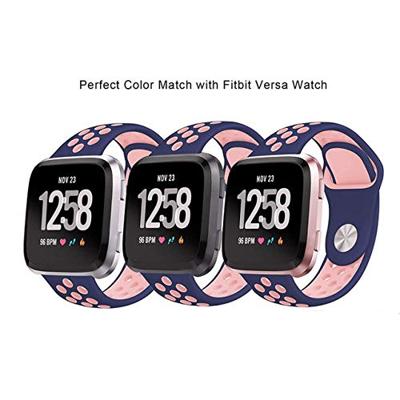 Fitbit Versa 1 / 2 & Lite sportbandje - Maat: Large - Blauw + Roze Fitbit Versa 1 / 2 & Lite sportbandje - Maat: Large - Blauw + Roze