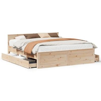 Bedframe zonder matras met hoofdbord grenenhout 200x200 cm