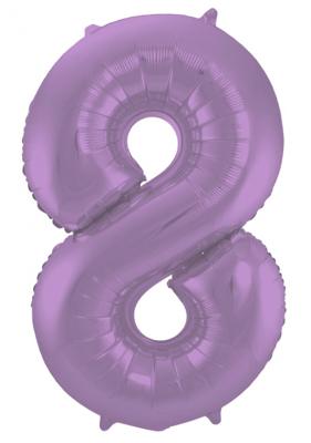 Folieballon Paars Metallic Mat Cijfer 8 - 86 cm