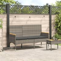 Tuinbank 3-zits met kussens poly rattan grijs - thumbnail
