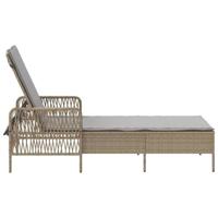 Ligbed met kussen 1-persoon Beige 157 x 55 x 92cm poly rattan - thumbnail
