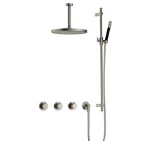 Hotbath Cobber X - CX7067 - Inbouw Regendoucheset - Geborsteld Nikkel - 2 Stopkranen - Thermostatisch - Plafondbuis 15 cm - Hoofddouche 300 mm - Staafhanddouche - Glijstang 900 mm - met M106 - Waterbesparend - thumbnail