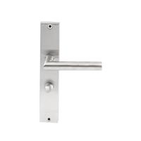 Hardbrass Deurkruk Toledo op rechthoekig langschild WC63/8mm - RVS - thumbnail