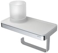 Geesa Frame toiletrolhouder met wit planchet 21x10,8x18cm chroom - thumbnail