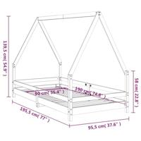 Kinderbedframe 90x190 cm massief grenenhout wit - thumbnail