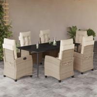 7-delige Tuinset met kussens poly rattan beige - thumbnail