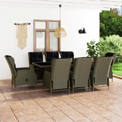 9-delige Tuinset met kussens poly rattan bruin
