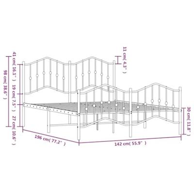 Bedframe met hoofd- en voeteneindemetaal wit 135x190 cm