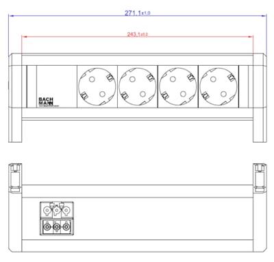 Bachmann 902.0049 Stekkerdoos zonder schakelaar Zwart, Aluminium GST18i aansluitbus