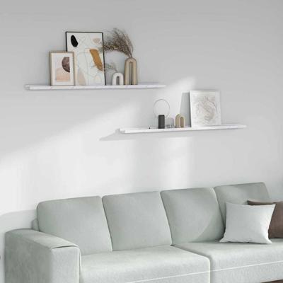 Wandplank 2 pcs Wit Marmer 115 x 9 x 3 cm Bewerkt hout