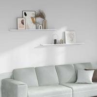 Wandplank 2 pcs Wit Marmer 115 x 9 x 3 cm Bewerkt hout - thumbnail