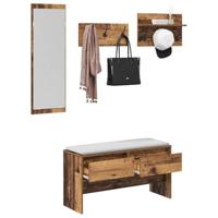 Halmeubelset met lade Oud hout 90 x 31 x 46,5 cm Bewerkt hout - thumbnail