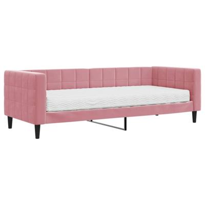 Slaapbank met matras 80x200 cm fluweel roze