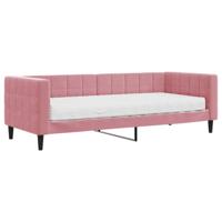 Slaapbank met matras 80x200 cm fluweel roze - thumbnail
