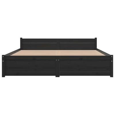 Bedframe massief hout zwart 140x190 cm - thumbnail