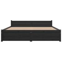 Bedframe massief hout zwart 140x190 cm - thumbnail