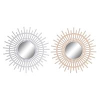 Wandspiegel DKD Home Decor Scandi Kristal Natuurlijk Wit Polypropyleen (50 x 2,5 x 50 cm) (2 Stuks) - thumbnail