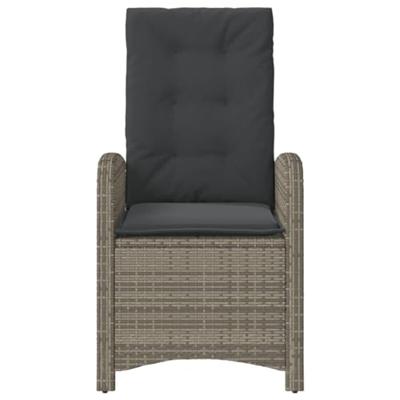 Tuinstoelen 2 st verstelbaar met kussens poly rattan grijs