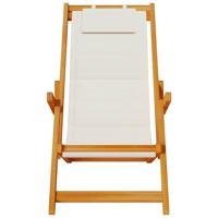 Strandstoel inklapbaar met armleuningen acaciahout en textileen - thumbnail