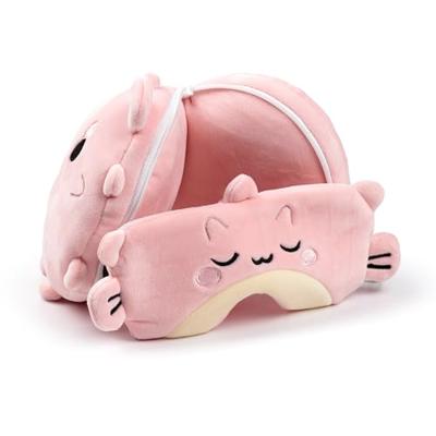 Relaxeazzz Adoramals Puff de Kogelvis Rond Reiskussen & Slaapmasker