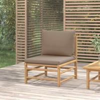 Tuinmiddenbank met kussens bamboe taupe - thumbnail