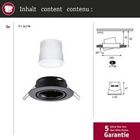 Paulmann 92468 LED-inbouwlamp Set van 3 stuks LED 14.7 W Zwart (mat) - thumbnail