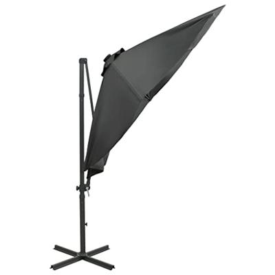 VidaXL Zweefparasol met paal en led-verlichting 300 cm antracietkleur