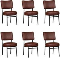 Set van 6 Cognac leren moderne retro eetkamerstoelen Rondo - Granada leer Cognac (cognac leer) - thumbnail