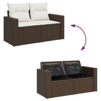 6-delige Loungeset met kussens poly rattan bruin - thumbnail