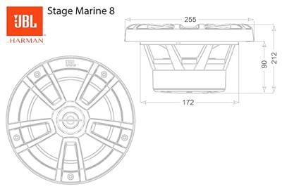 JBL Marine Stage 8 - 8" (20 cm) Marine Audio Speaker - 2-weg Coaxiaal - 125 W RMS / 375 W piek - Wit JBL Marine Stage 8 - 8" (20 cm) Marine Audio Speaker - 2-weg Coaxiaal - 125 W RMS / 375 W piek - Wit