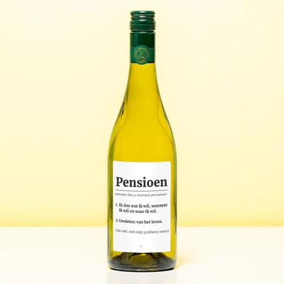 Wijnfles Pensioen Woordenboek - Wit (Sauvignon Blanc)