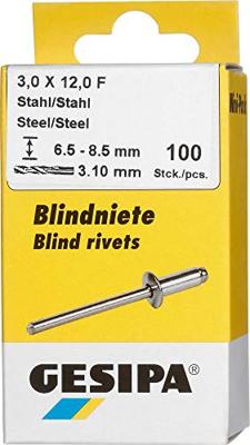 Gesipa 1433570 Popnagel (Ø x l) 3 mm x 12 mm Staal Staal 100 stuk(s)