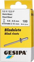 Gesipa 1433570 Popnagel (Ø x l) 3 mm x 12 mm Staal Staal 100 stuk(s) - thumbnail