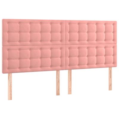 Hoofdborden 4 st 90x5x78/88 cm fluweel roze