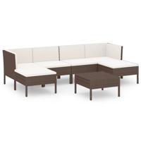 7-delige Loungeset met kussens poly rattan bruin - thumbnail